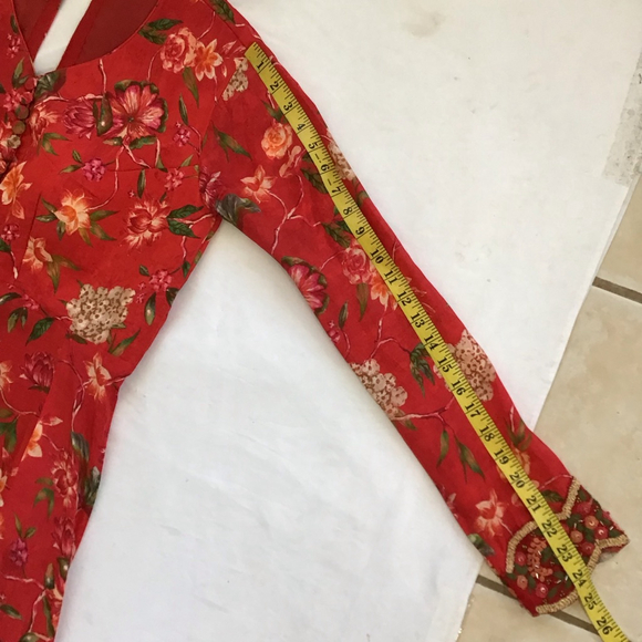 Susan by Sangeeta Women Elegant Flowing Red Floral Maxi Dress M - Picture 14 of 15